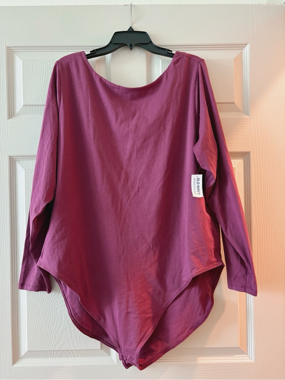 Old Navy Women's Deep Plum Long-Sleeve Scoop Neck Bodysuit